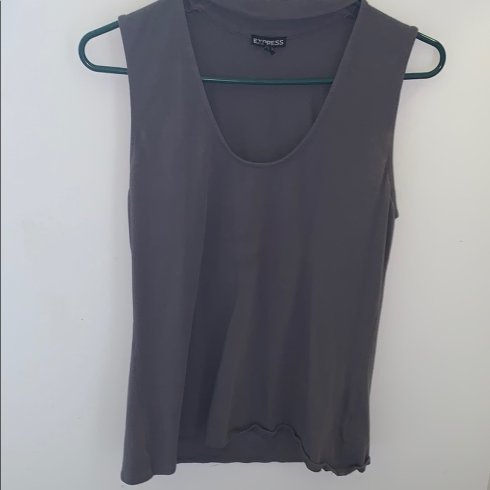 Gray Express tank top low cut neckline